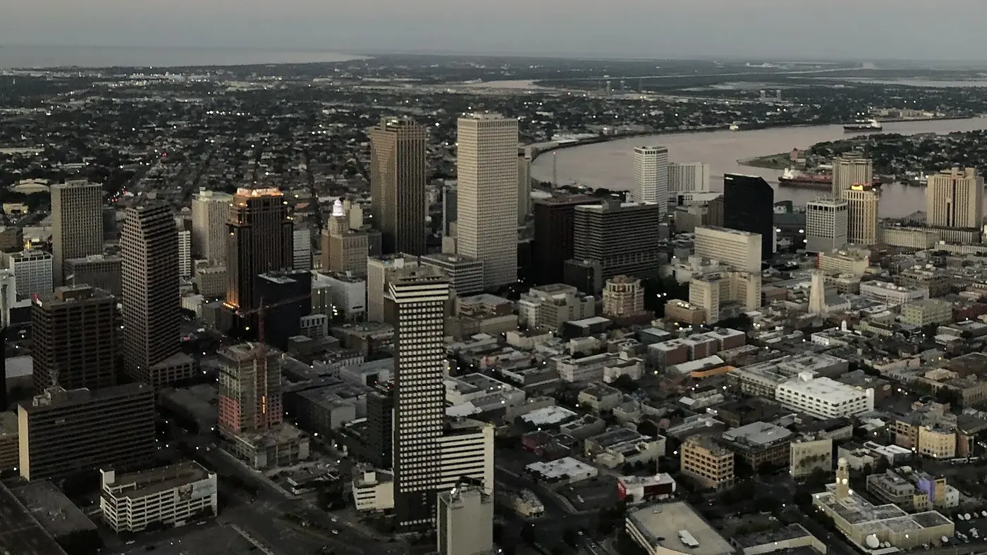 New Orleans from the Air September 2019 - Central Business District Skyline (cropped) — New Orleans