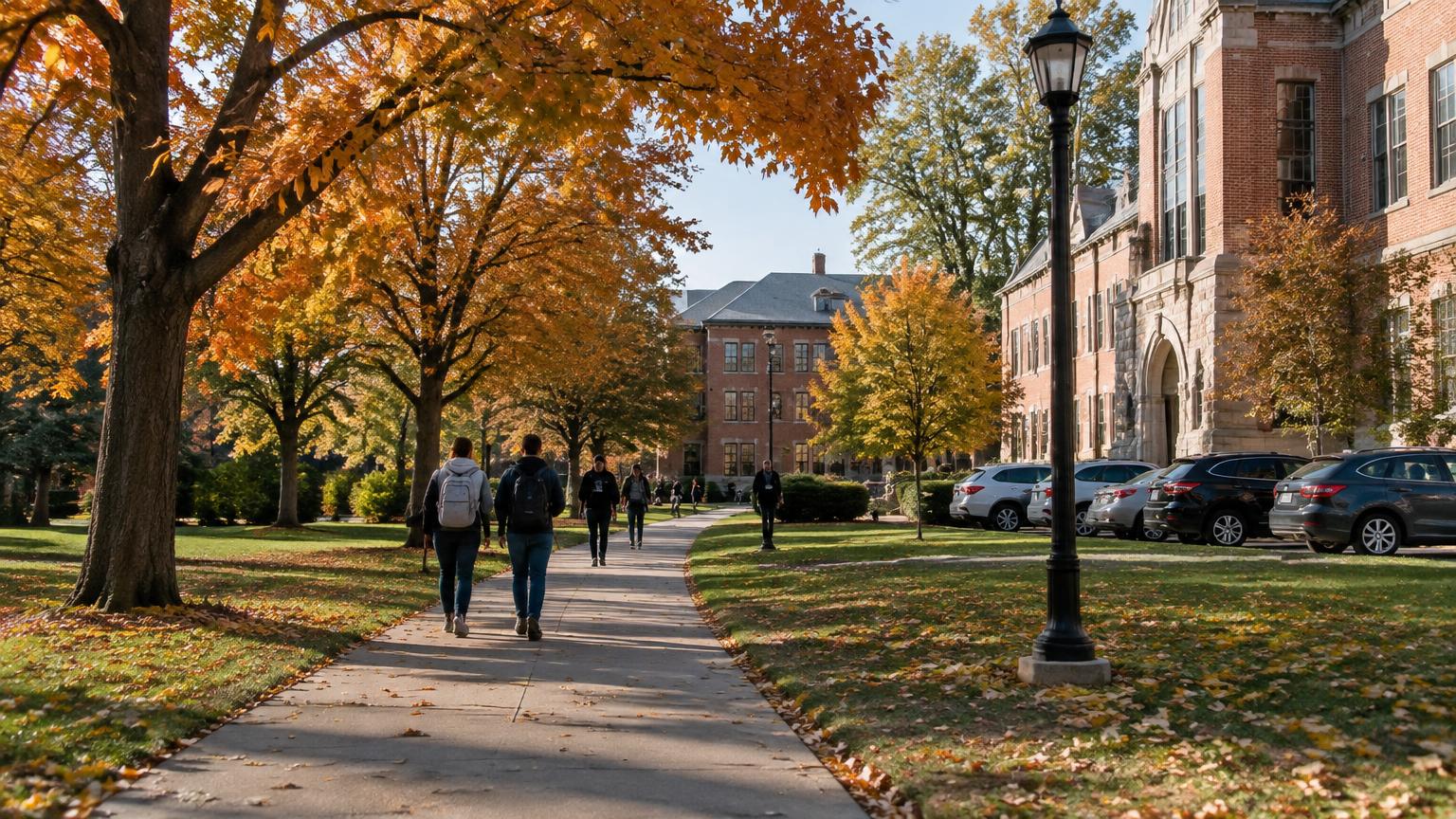 University campus parking area